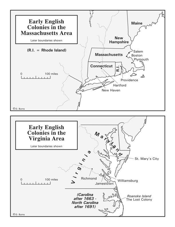 Fasttrack to America's Past - Section 2: Colonial America 1600 - 1775 - Map - Early English Colonies