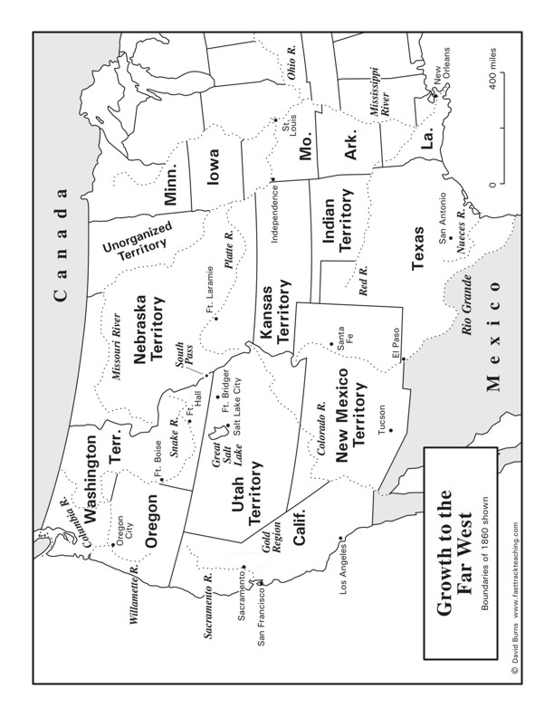 Fasttrack to America's Past - Section 4 - The Growing Years 1800 - 1860  - Growth to the Far West - map page